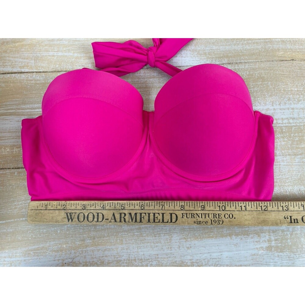 Bikini Swim Top Women Size L 12-14 Hot Pink Halter Straps - Picture 6 of 6